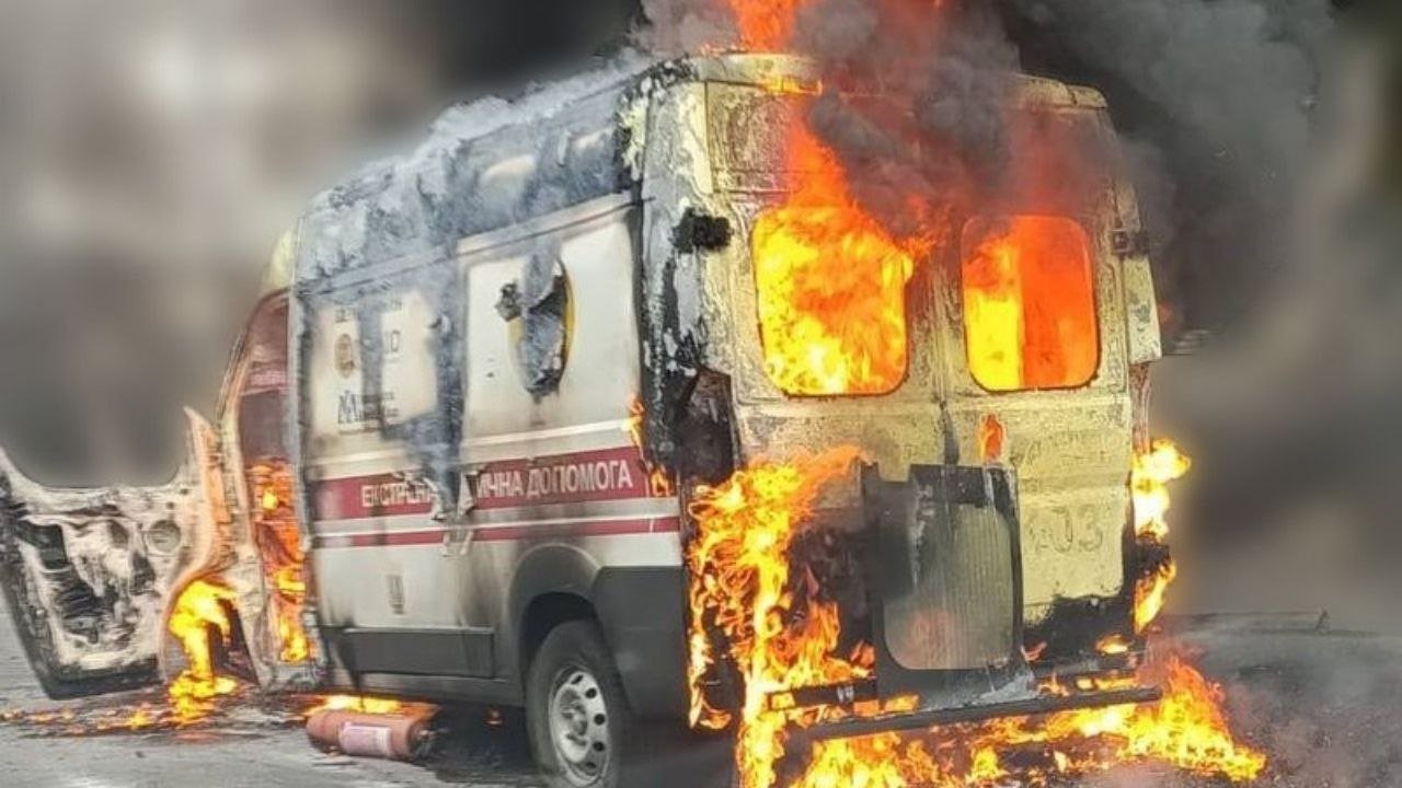Russian drone destroys ambulance in Kherson