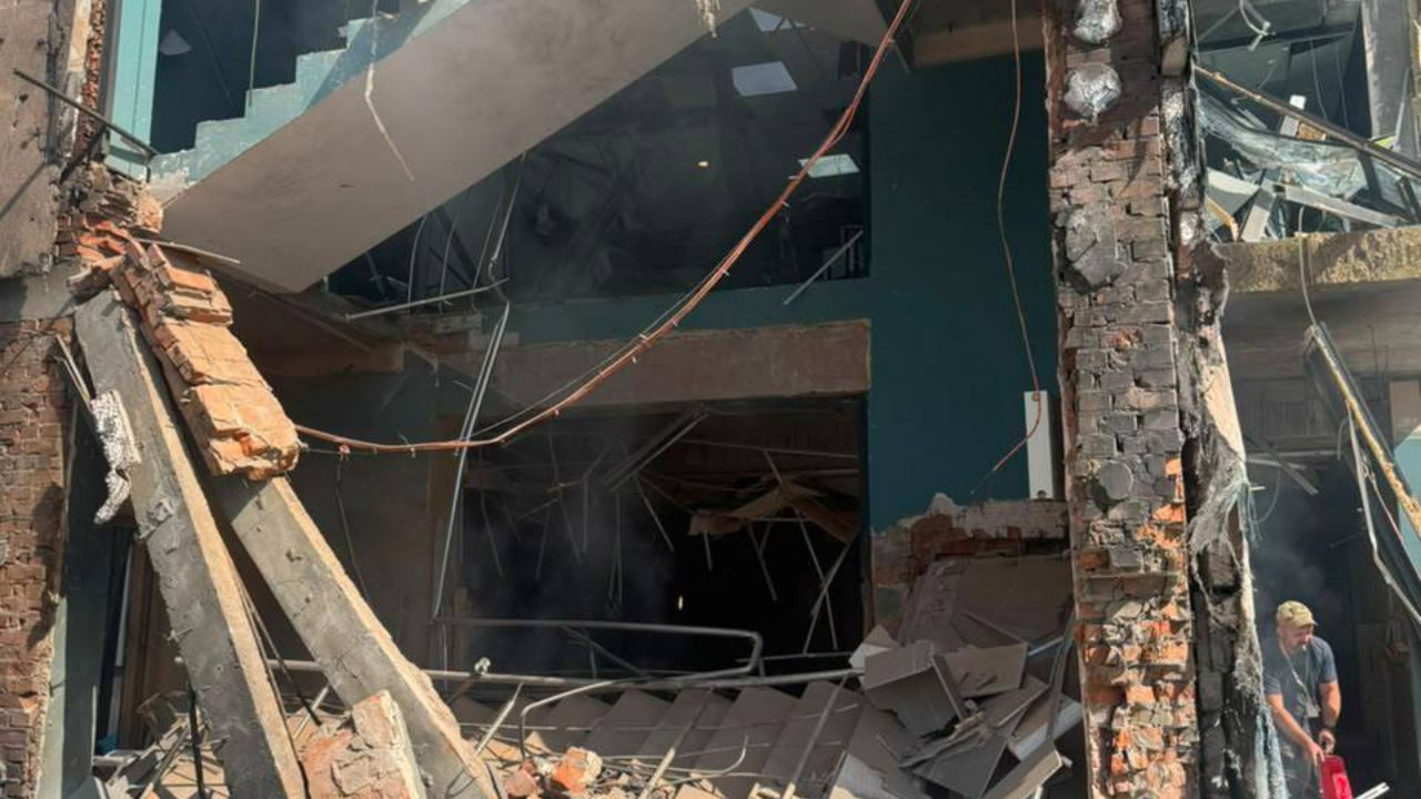 Russian drone strikes Ukrainian TV channel building